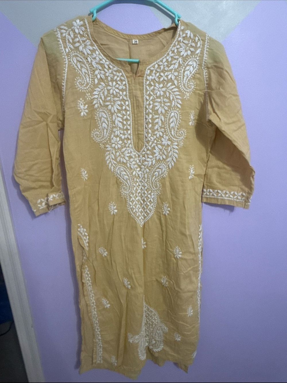 Mustard Yellow Embroidered Women's Kurta Set - Picture 3 of 3
